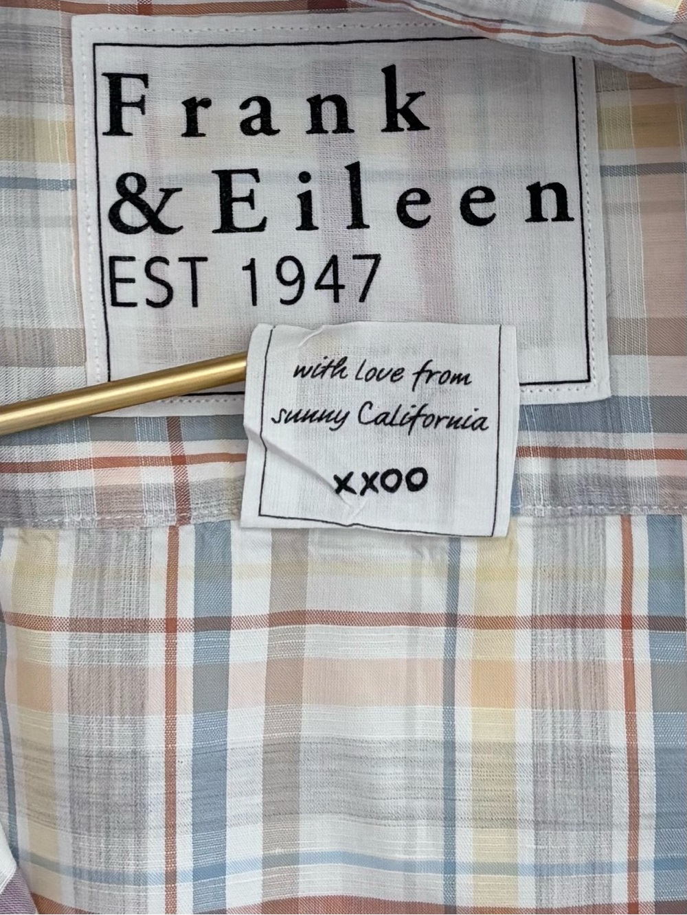 Frank & Eileen Eileen Plaid Cotton Linen Button Up Shirt XS Italian Fabric - Picture 6 of 10